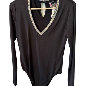 Love By Design Black Embellished Long Sleeve Bodysuit